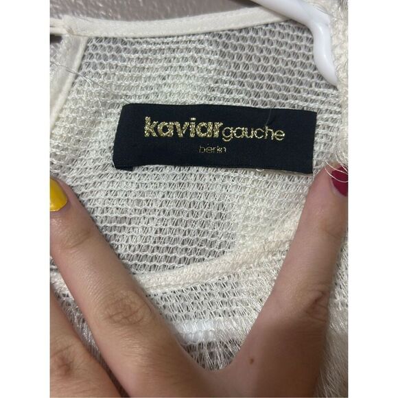 NWT Kaviar Gauche Twist Pulli Full Fringe Long Sleeve Mini Dress Women's 8US - Picture 9 of 13